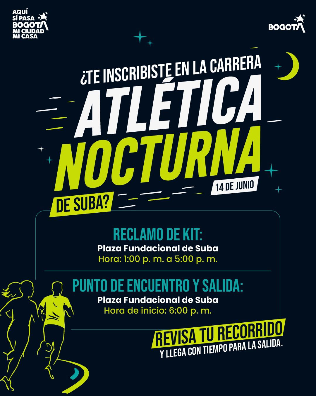 Carrera atlética nocturna suba